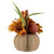 9" Mixed Autumn Harvest Flora in a Pumpkin Basket Decoration