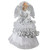 16" White and Silver Lighted Fiber Optic Angel Sequined Gown Christmas Tree Topper