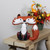 9.5" Orange and Cream White Plaid Plush Sitting Fox Tabletop Decor