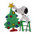 32" Green and White Lighted Peanuts Snoopy Christmas Tree Outdoor Decor