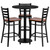 4pc Black and Brown Round Table with Ladder Back Barstools Set 42.25"