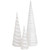 Set of 3 White and Silver Glittered Cone Tree Christmas Table Top Decoration 23.5"