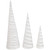 Set of 3 White and Silver Glittered Cone Tree Christmas Table Top Decoration 23.5"