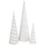 Set of 3 White and Silver Glittered Cone Tree Christmas Table Top Decoration 23.5"
