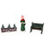 7-Piece Christmas Village Figurine and Tree Display Set