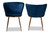 Baxton Studio Navy Blue Velvet And Rose Gold Metal 2-Piece Dining Chair Set