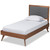 Baxton Studio Dark Grey Fabric And Walnut Brown Wood Twin Platform Bed
