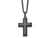 FJC Finejewelers Stainless Steel Curb Black IP with Blue Carbon Fiber Inlay Cross Necklace 24 Inches x 2 GQSRN236124Y