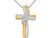 14K White and Yellow Gold Cross Pendant Necklace with Chain and Accent Diamonds