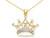 14K Yellow and White Gold Crown Pendant Necklace with Chain