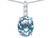 Star K 8x6mm Oval Genuine Sky Blue Topaz Three Stone Pendant Necklace in 14 kt White Gold 314081B