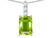 Star K 8x6mm Octagon Emerald Cut Genuine Peridot Three Stone Pendant Necklace in 14 kt White Gold 314103B