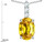 Star K 8x6mm Oval Genuine Yellow Sapphire Three Stone Pendant Necklace in 14 kt White Gold 314087B
