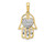 FJC Finejewelers 14 kt Yellow Gold and White Rhodium Bright Cut Heart Hamsa Charm 25 x 13 mm GQM2940A