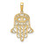 FJC Finejewelers 14 kt Yellow Gold and White Rhodium Bright Cut Filigree Evil Eye Hamsa Charm 29 x 17 mm GQM2947A