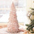 18" Pink Feather Cone Christmas Tree with Glitter Tips
