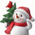 Set of 3 Playful Snowman Christmas Figurines with Tree and Cardinals 6.5"