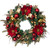 Pre-Lit Red Magnolia Artificial Christmas Wreath, 30-Inch, Clear LED Mini Lights