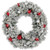 Pre-Lit Battery Operated Snowy Bristle Pine Christmas Wreath - 30" - Warm White LED Lights