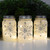 Battery Operated Silver Snowflake Glass Mason Jars - Set of 3