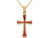14K Yellow Gold Cross Pendant Necklace with Pink Enamel and Chain