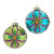 6ct Green and Blue with Purple and Gold Glitter Finish Christmas Ball Ornaments 3" (80mm)