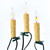 Set of 7 Amber Clip-on Flicker Flame Candle Lights, Green Wire