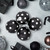 Shiny Finish Polka Dots Christmas Glass Ball Ornaments - 3" (80mm) - Black and White - Set of 4