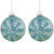 Set of 2 Light Blue Glittered and Jeweled Snowflake Glass Christmas Ball Ornaments 4"