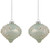 Set of 2 Pastel Green with Icy Snowflakes Christmas Glass Onion Ornaments 4"