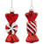 Set of 2 Shiny Red and White Glittered Candy Christmas Glass Ornaments 4"