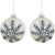 Set of 2 Shiny Pearl White Glittered Snowflake Glass Christmas Ball Ornaments 4"