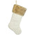 Cable Knit Christmas Stocking with Faux Fur Cuff - 20.5" - Cream and Beige