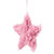 Feather Star Glittered Christmas Ornament with Hearts -12" - Pink