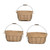 Set of 3 Beige and Black Classic Vintage Style Oval Baskets 15.75"