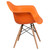 31.25" Matte Orange and Brown Curved Arms Side Chair with Wooden Legs