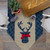 80" Blue and Brown Burlap and Plaid Reindeer Christmas Table Runner