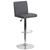 43.75" Gray and Silver Height Adjustable Bar Stool with Base