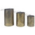Set of 3 Gray and Gold Floral Cut-Out Pillar Candle Lanterns 10"