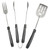 Set of 3 Black and Silver Folding BBQ Tool Set 18"