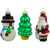 Set of 3 Holiday Figurines Glass Christmas Ornaments 3"