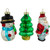 Set of 3 Holiday Figurines Glass Christmas Ornaments 3"