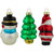 Set of 3 Holiday Figurines Glass Christmas Ornaments 3"