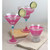 Set of 2 Pink and Clear Retro Striped Wine Glasses 7.5 oz.