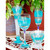 Set of 2 Light Blue and Clear Retro Striped Wine Glasses 7.5 oz.