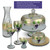 Set of 2 Gold and Green Grapes Hand Painted Champagne Flute Drinking Glass 5.75 oz.