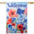 Welcome Patriotic Floral Outdoor House Flag 28" x 40"