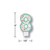 Pack of 6 White Polka Dot Numeral 8 with Green Trim 3"