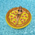 70" Inflatable Brown and Yellow Pizza Round Swimming Pool Raft Lounger