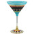 Set of 2 Blue Mosaic Chalkboard Hand Painted Martini Drinking Glasses 7"